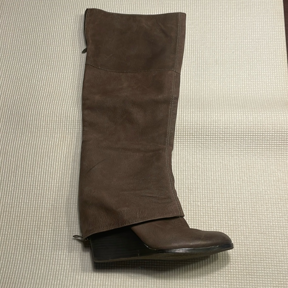 Brown leather boots